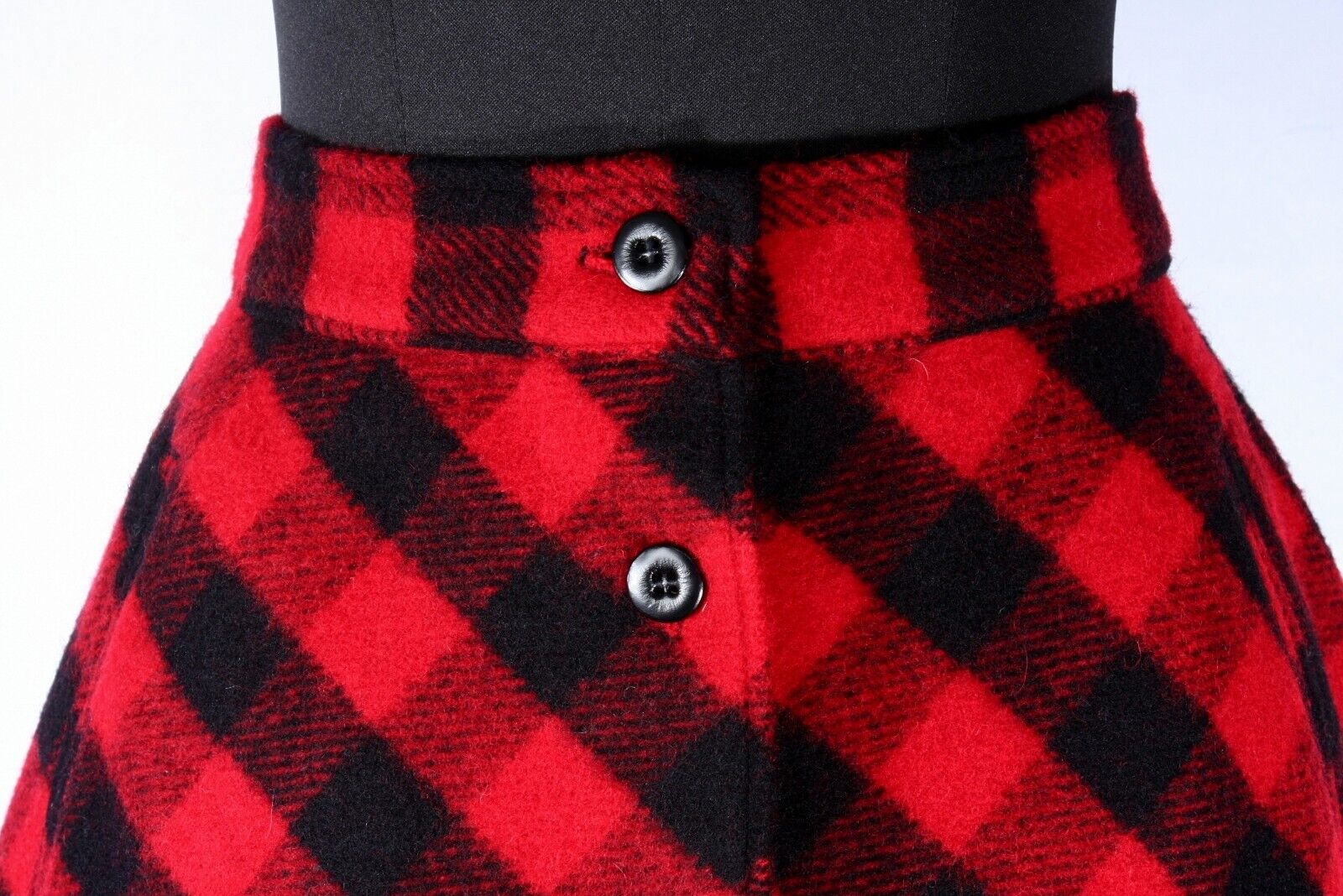 Vtg Button Front Wrap Woolrich Red Black Plaid A-Line Wool Skirt Pockets Lined - Fresh Stock Dated March 2026