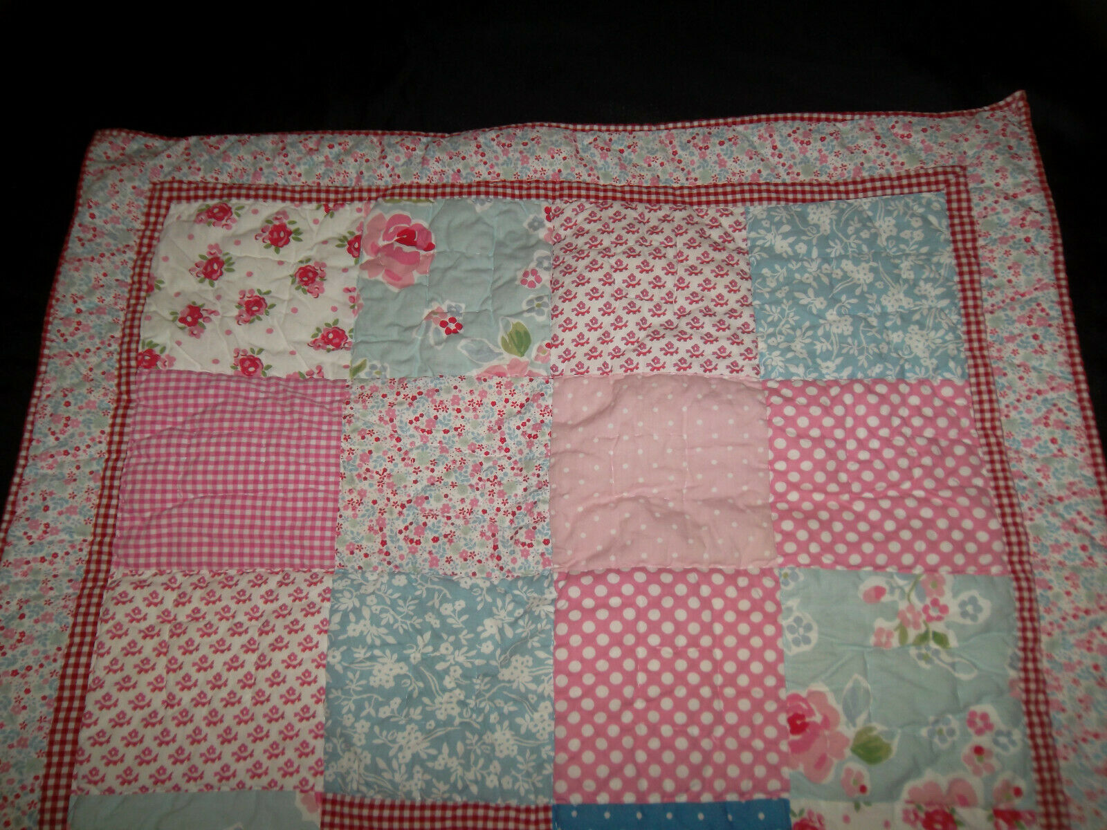 Pottery Barn Kids Quilted Patchwork Euro Pillow Sham Gingham Polkadot Floral Tie - Fresh Stock Dated December 2025