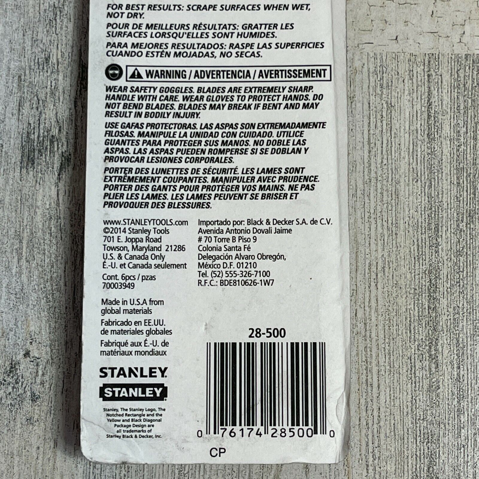 Stanley USA 28-500 Razor Blade Scraper w/ 5 Blades - Fresh Stock Dated February 2026