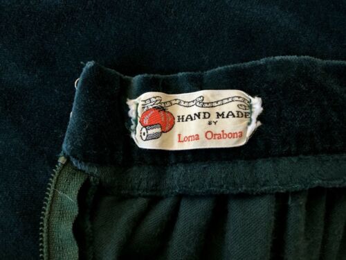 Vintage Dark Emerald Green Velvet High Waist Midi Skirt XXS 00 - Fresh Stock Dated February 2026