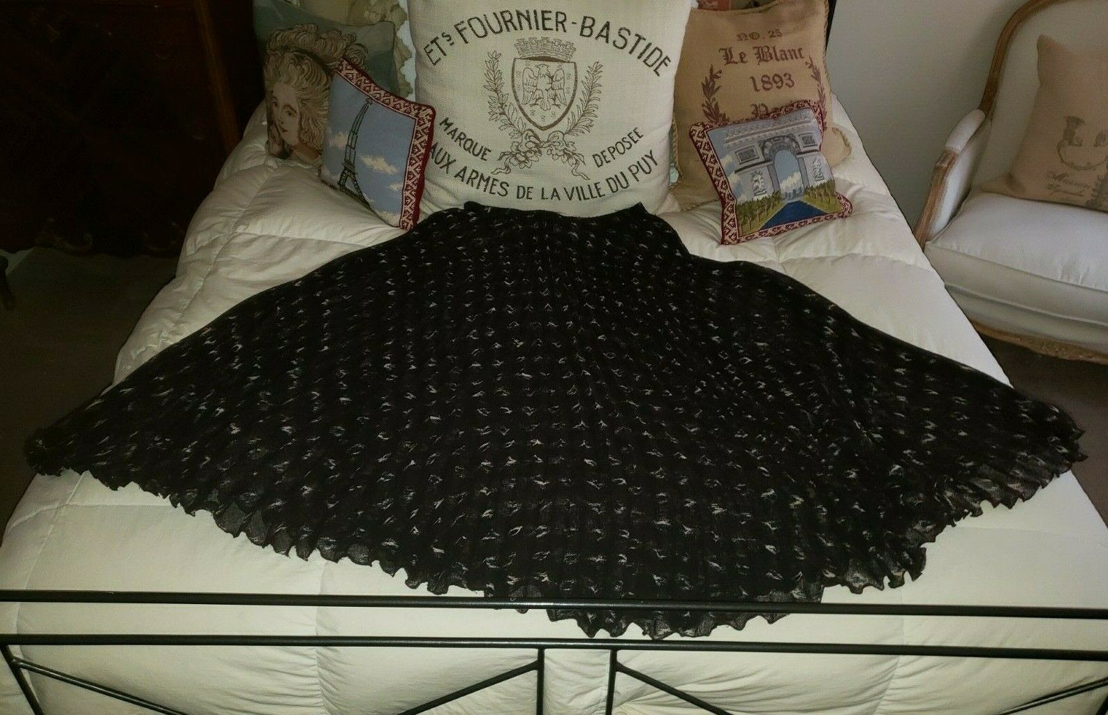 VTG KRIZIA Skirt L/XL Vintage Italian 90s Maxi Brushstroke Pleated Lettuce Hem - Fresh Stock Dated February 2026