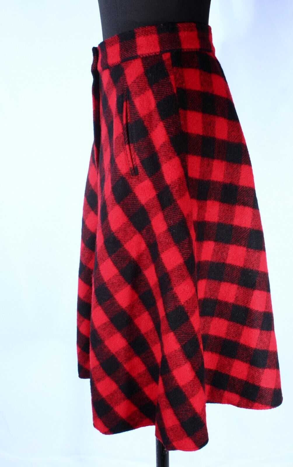 Vtg Button Front Wrap Woolrich Red Black Plaid A-Line Wool Skirt Pockets Lined - Fresh Stock Dated March 2026