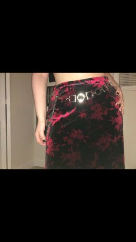 Vintage Velvet 90s Gothic Floral Black And Red Maxi Skirt Size Medium - Fresh Stock Dated December 2025