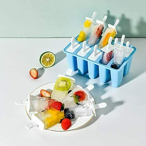 Popsicle Molds 10 Pieces Silicone Ice Pop Models  (10 Cavities-Blue) - Fresh Stock Dated December 2025