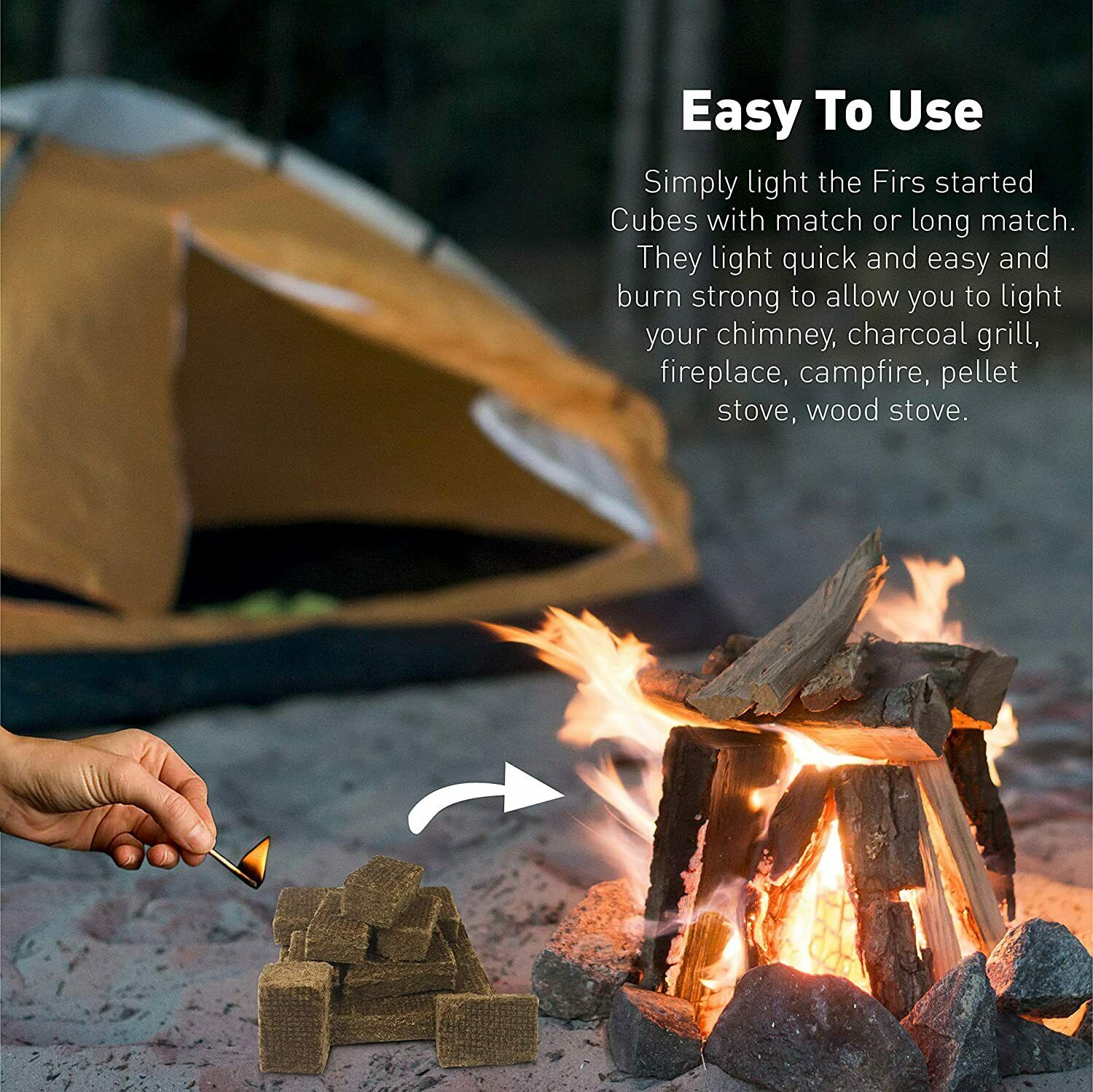Fire Starter Squares Lighter Fireplace Campfire Grill Stove Charcoal Grills 7Pcs - Fresh Stock Dated December 2025