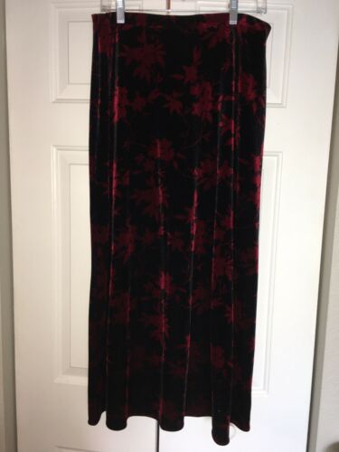 Vintage Velvet 90s Gothic Floral Black And Red Maxi Skirt Size Medium - Fresh Stock Dated December 2025