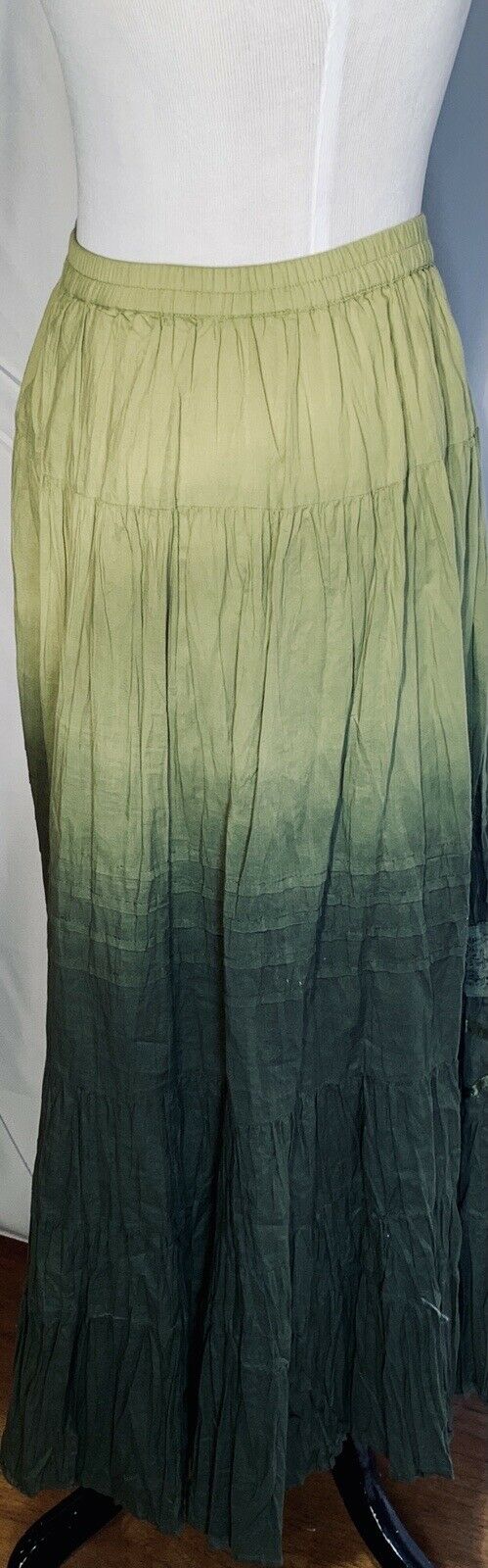 Bohemian Liz Claiborne Skirt Green Gypsy -Size Large Peasant Maxi - Fresh Stock Dated February 2026