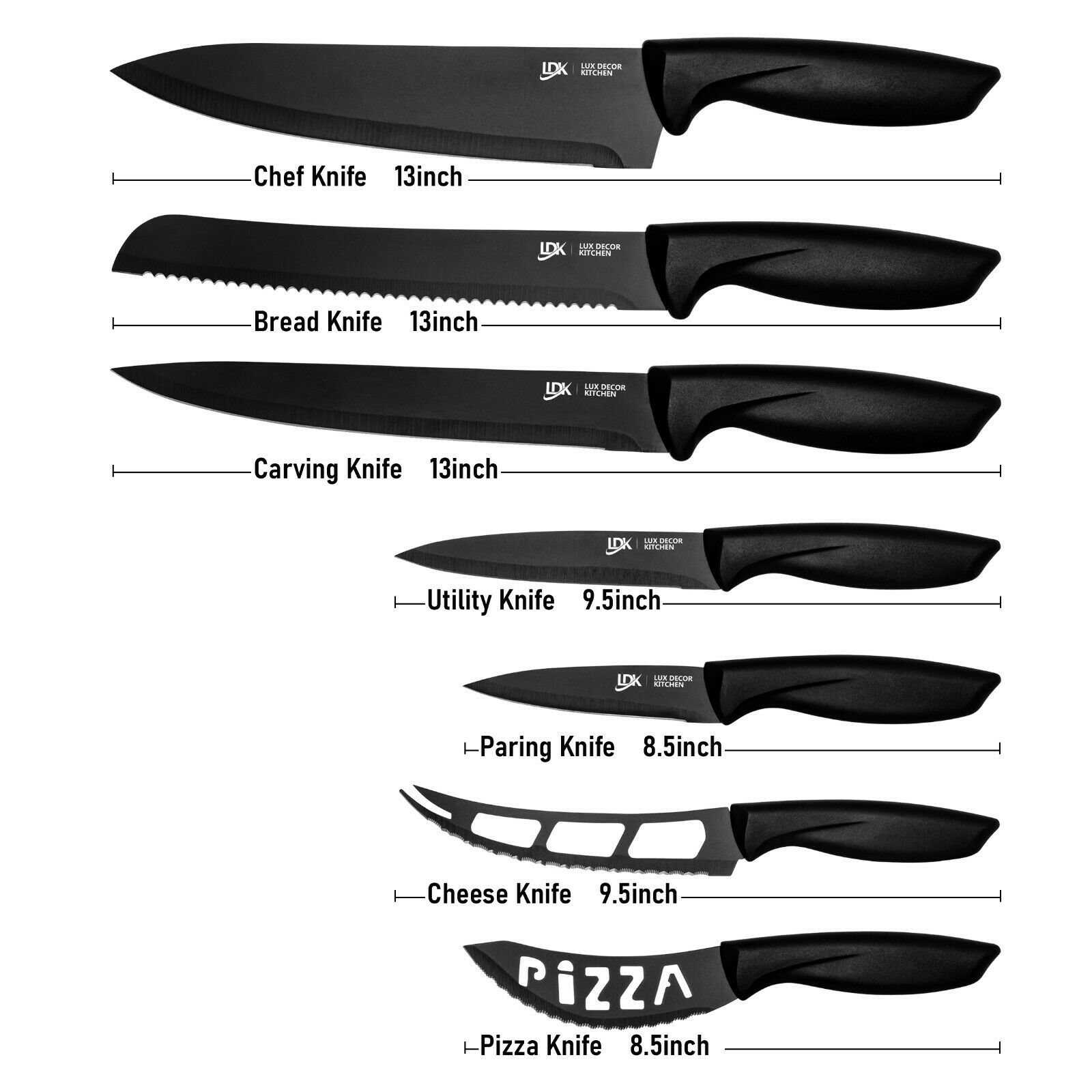 Knife Set Stainless Steel 7Pieces Professional Cutlery Pizza Kitchen Chef Knives - Fresh Stock Dated December 2025