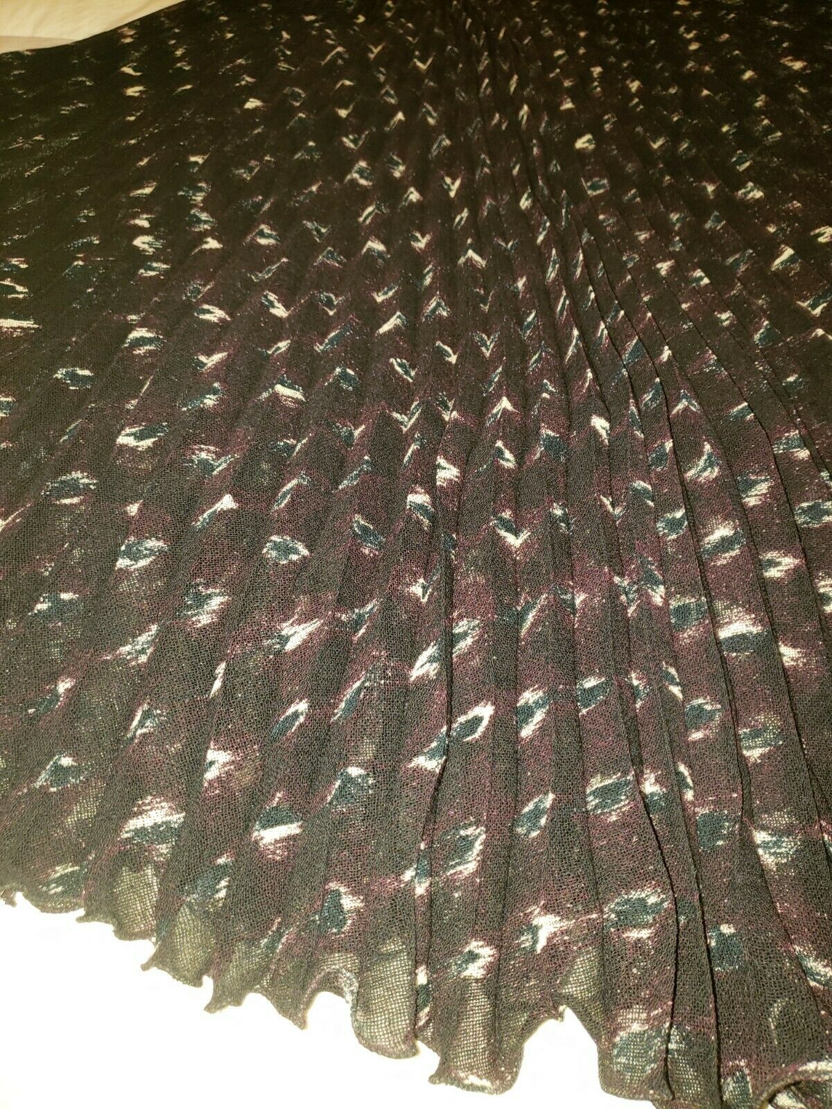 VTG KRIZIA Skirt L/XL Vintage Italian 90s Maxi Brushstroke Pleated Lettuce Hem - Fresh Stock Dated February 2026