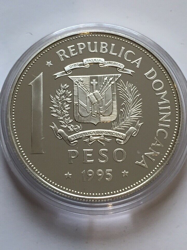 Dominican Republic 1 peso 1995 United Nations 50th Anniv. Silver Proof #1 - Fresh Stock Dated February 2026