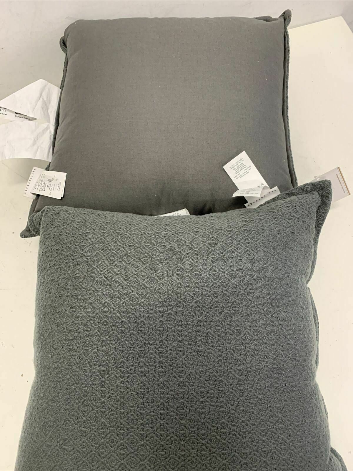 Pottery Barn Mini Diamond Decorative Pillow 16x16 Gray NEW Cotton    2-PACK - Fresh Stock Dated December 2025