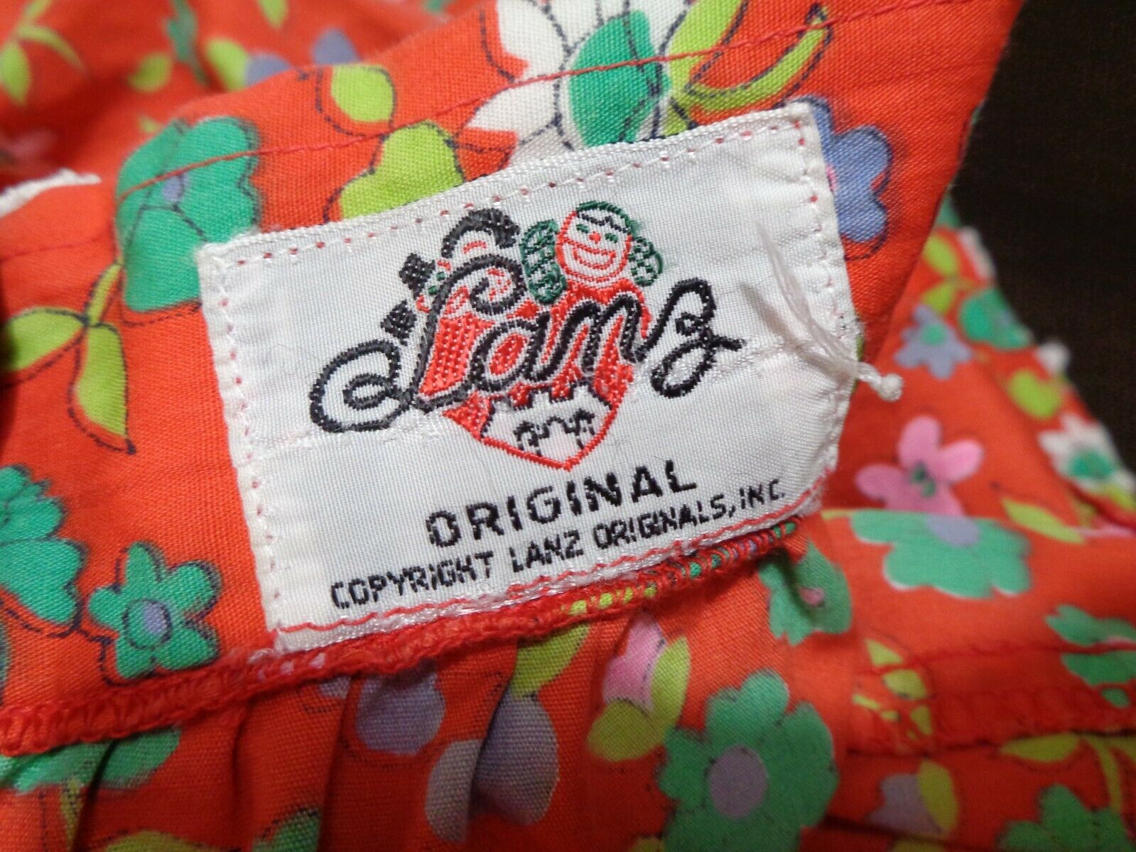 70s/80s LANZ ORGINAL RED FLORAL PRINT LACE TRIM DIRNDL SKIRT SZ S/M - Fresh Stock Dated March 2026