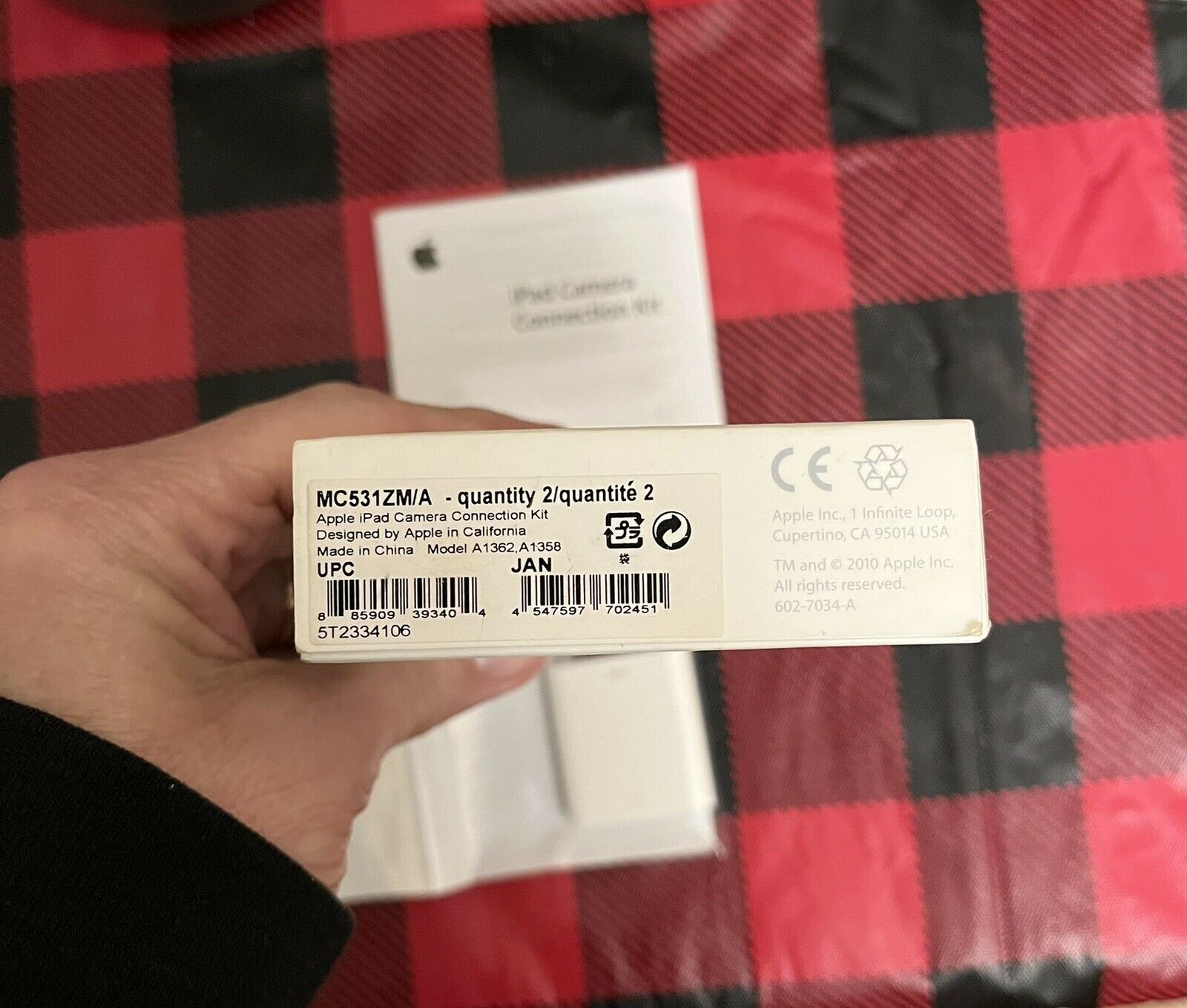 GENUINE Apple iPad Camera Connection Kit MC531ZM/A Model A1362, A1358 - Fresh Stock Dated February 2026