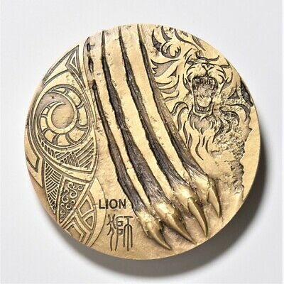 China Shenyang Mint 2018 Animal Series Lion Totem Brass Medal 60mm COA - Fresh Stock Dated February 2026