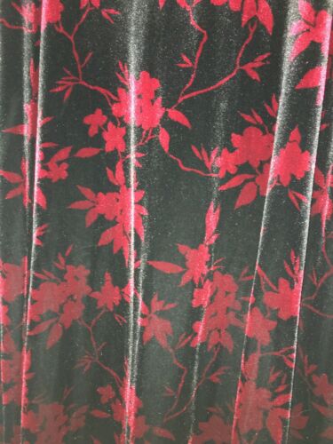 Vintage Velvet 90s Gothic Floral Black And Red Maxi Skirt Size Medium - Fresh Stock Dated December 2025
