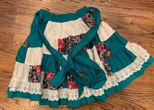 Vintage Square Up Dancing Patchwork Floral Lace Prairie Skirt Full Circle Small - Fresh Stock Dated February 2026