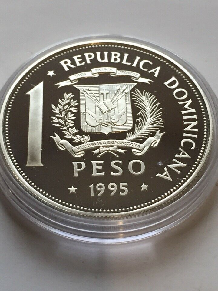 Dominican Republic 1 peso 1995 United Nations 50th Anniv. Silver Proof #1 - Fresh Stock Dated February 2026