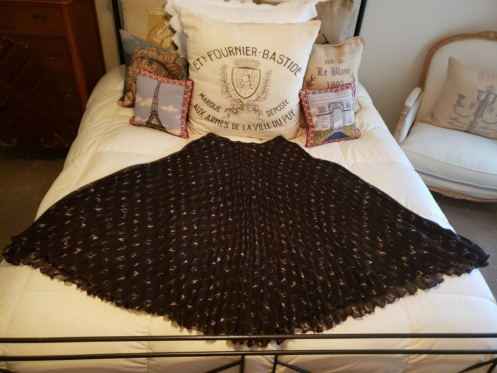 VTG KRIZIA Skirt L/XL Vintage Italian 90s Maxi Brushstroke Pleated Lettuce Hem - Fresh Stock Dated February 2026