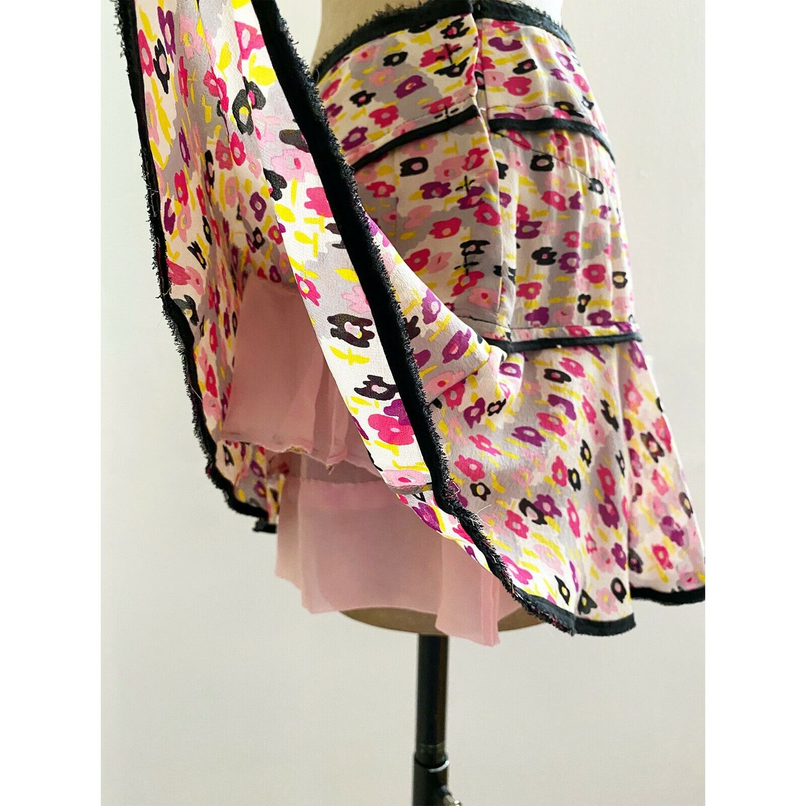 MARC JACOBS Floral Silk Mini Skirt - Low Waist & Tiered Flippy A Line - Size 4 - Fresh Stock Dated February 2026