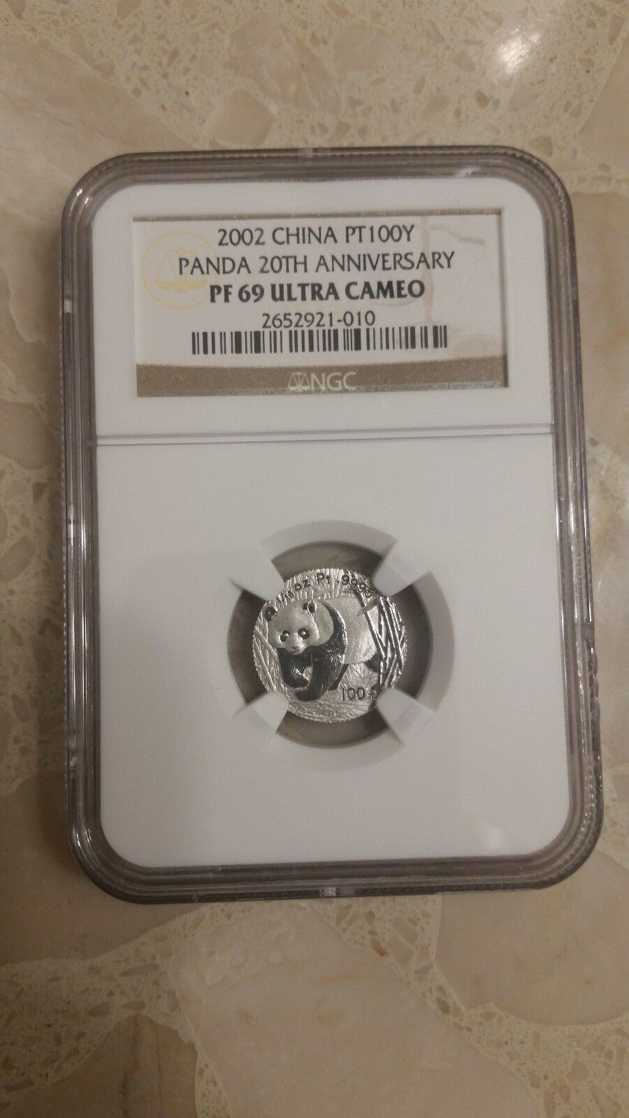2002 China 1/10oz platinum panda coin PT100Y NGC PF69 - Fresh Stock Dated February 2026