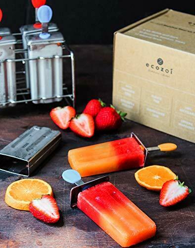 ecozoi Stainless Steel Popsicle Molds and Rack - 6 Ice Pop Makers + 6 Reusable - Fresh Stock Dated December 2025