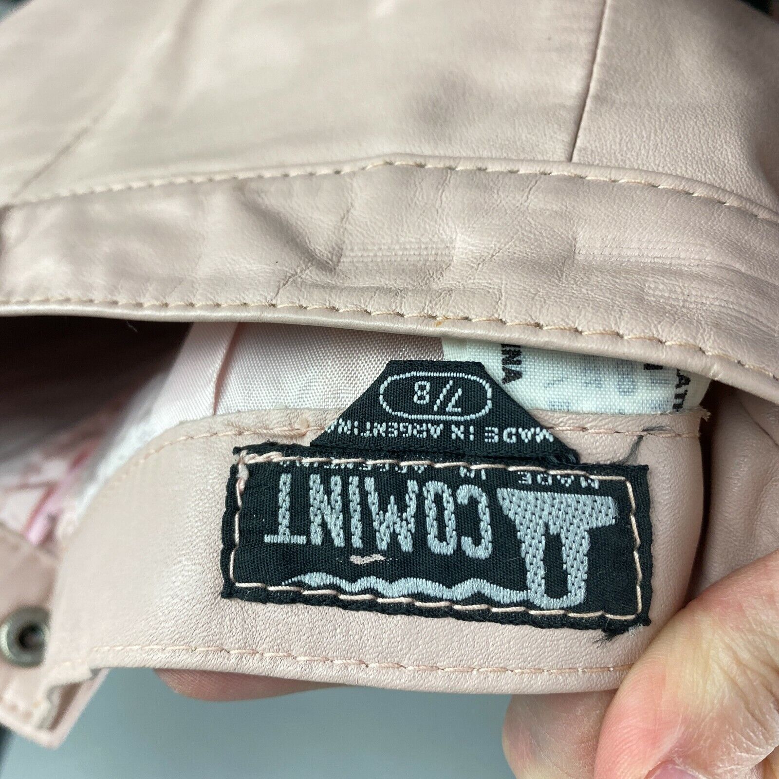 Vtg 80s Pale Blush Pink Pencil Wiggle Skirt 100% Genuine Leather Size 7/8 - Fresh Stock Dated March 2026