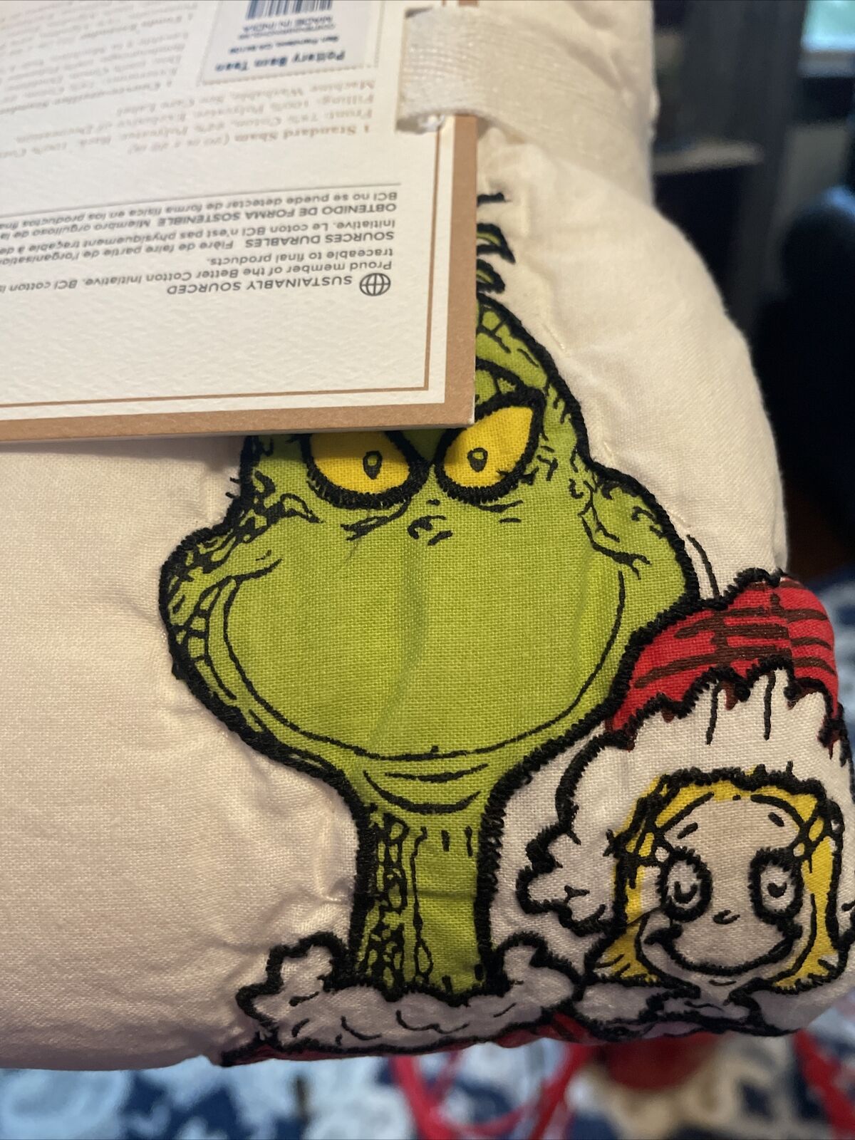 Pottery Barn Grinch Christmas pillow cover Sham Dr Seuss Holiday Gift party dogs - Fresh Stock Dated February 2026