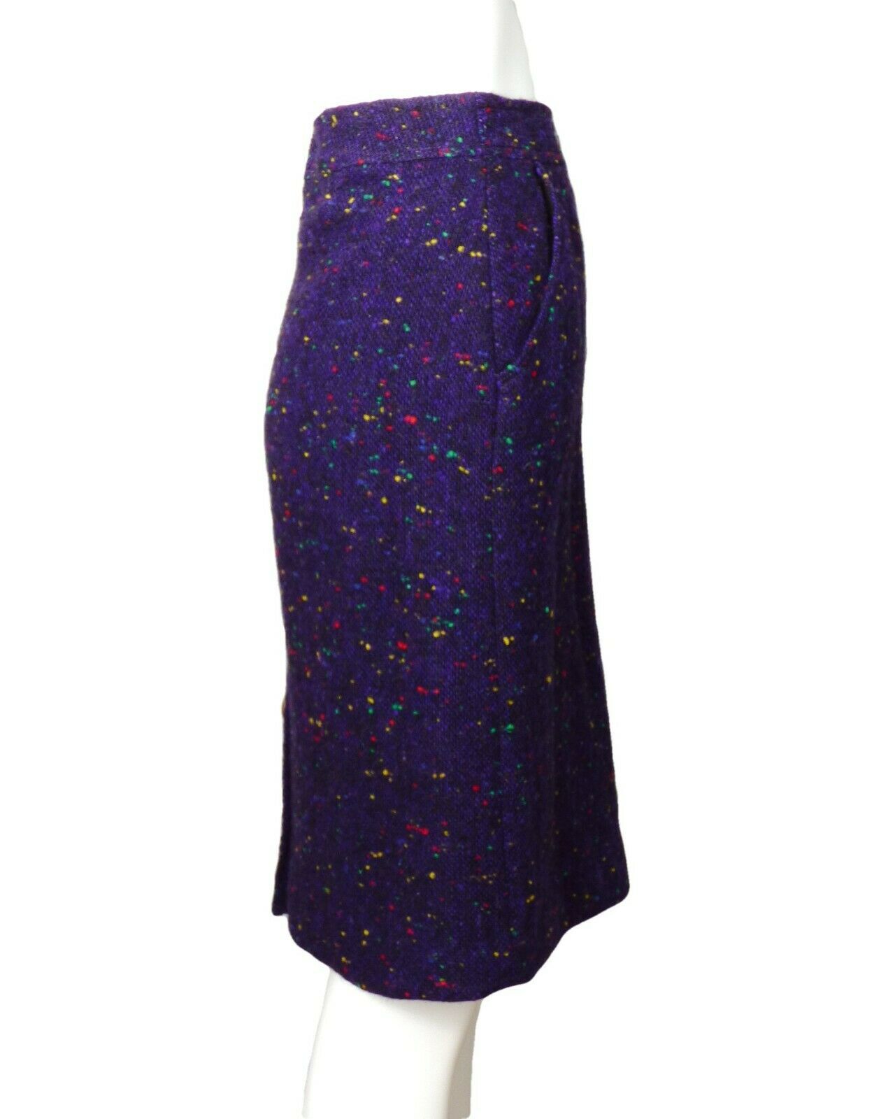 CELINE-1980s Purple Wool Fleck Skirt, Size-10 - Fresh Stock Dated December 2025