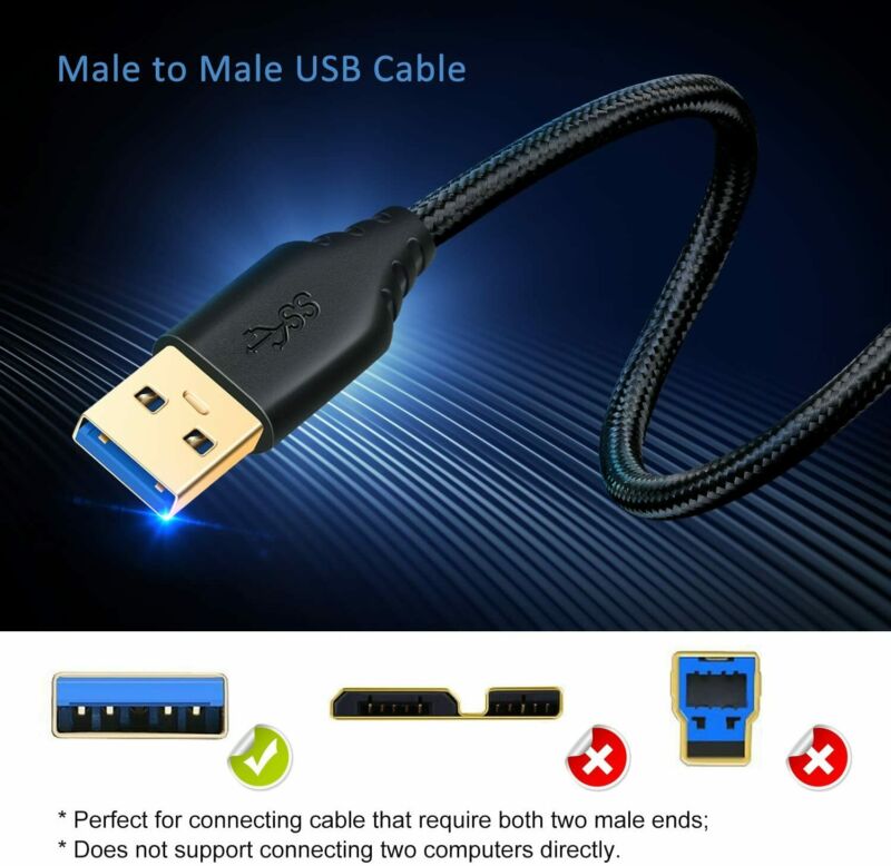 USB to Cable Cord, Besgoods 2-Pack 3FT/1M Braided 3.0 Type A Black - Fresh Stock Dated February 2026