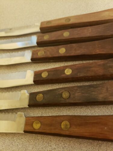 Vtg Set Of 6 Robinson Stainless Serrated Blade Steak knives - Fresh Stock Dated December 2025