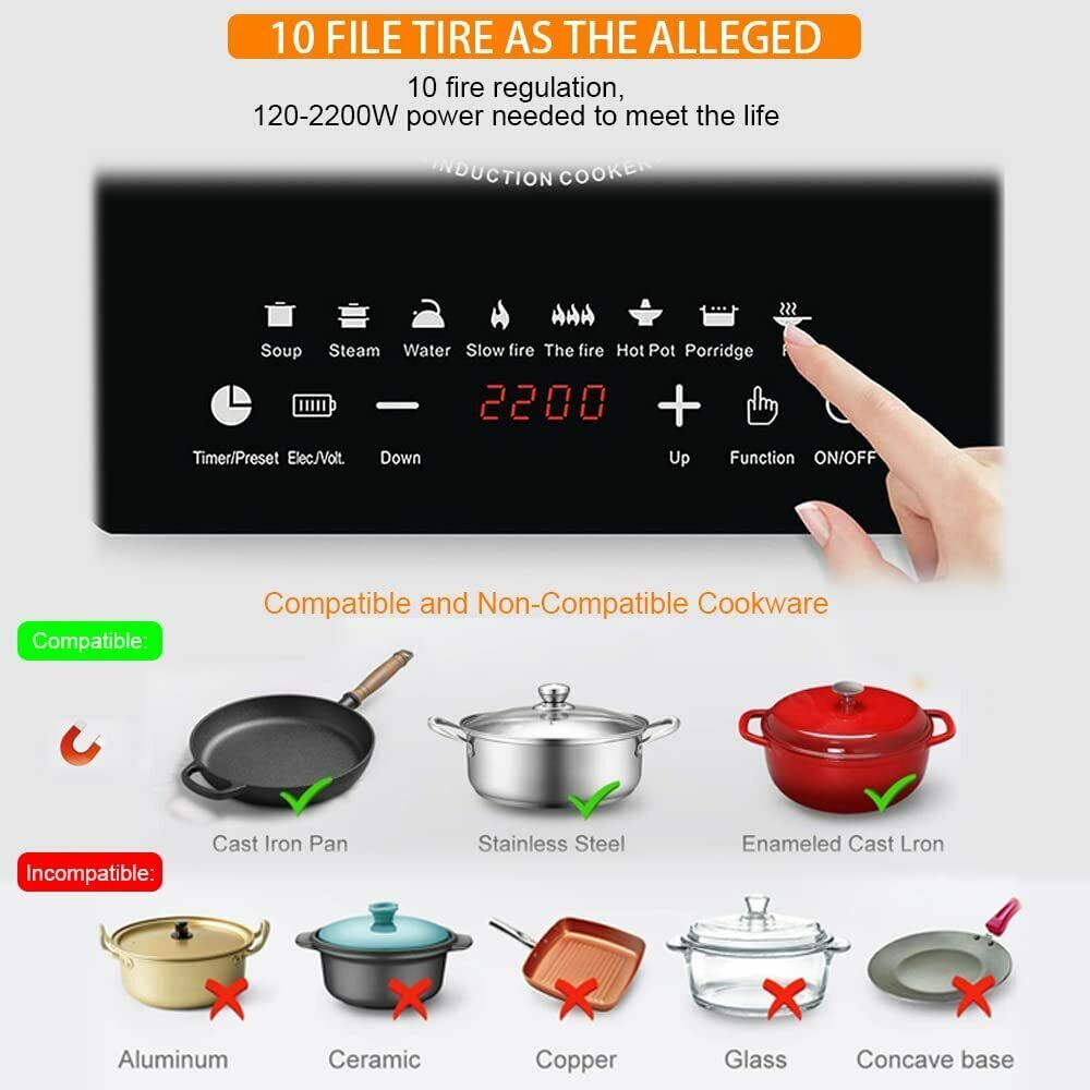 Portable Kitchen Electric Induction Cooktop 2200W Stove Hotplate Cooker US Stock - Fresh Stock Dated February 2026