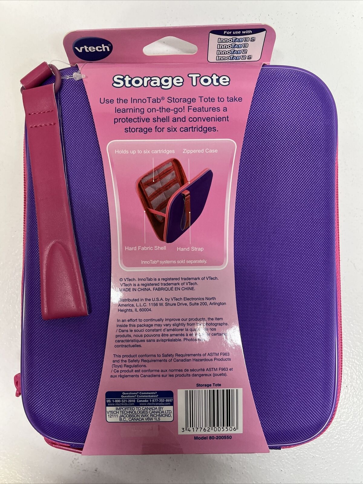 Vtech Innotab Storage Tote, Pink & Purple - Holds up to 6 cartridges - Fresh Stock Dated February 2026