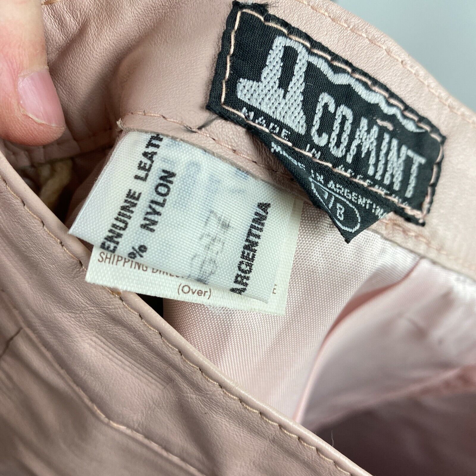 Vtg 80s Pale Blush Pink Pencil Wiggle Skirt 100% Genuine Leather Size 7/8 - Fresh Stock Dated March 2026