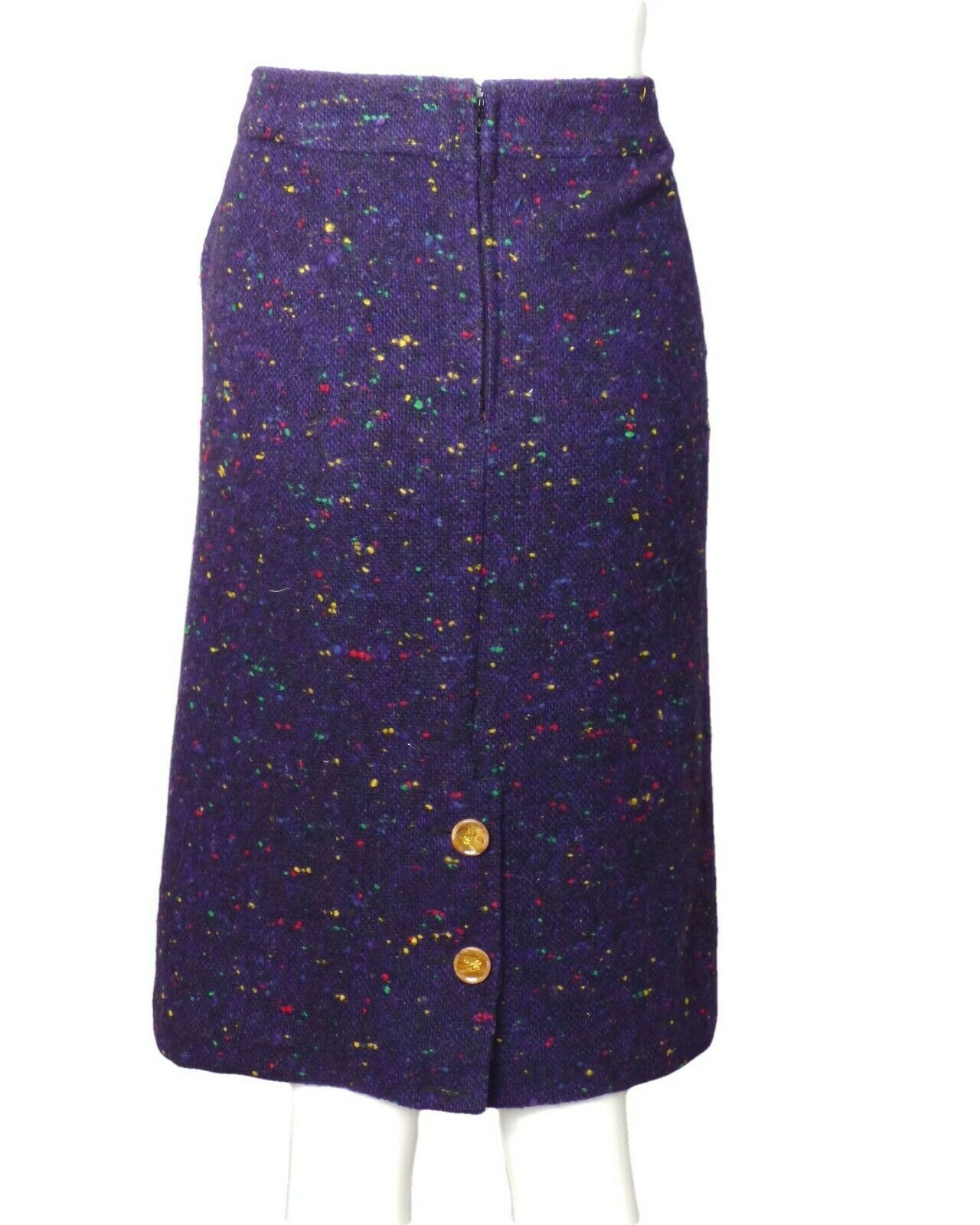 CELINE-1980s Purple Wool Fleck Skirt, Size-10 - Fresh Stock Dated December 2025