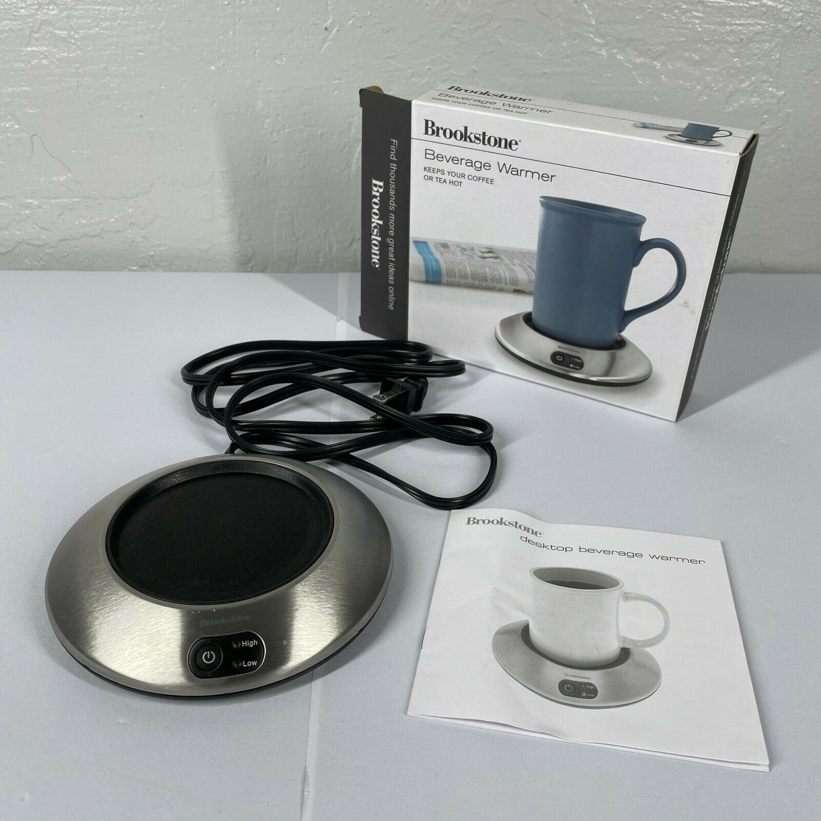 Brookstone K-72AS Beverage Warmer Desktop Cup Coffee Tea High/Low Setting - Fresh Stock Dated February 2026