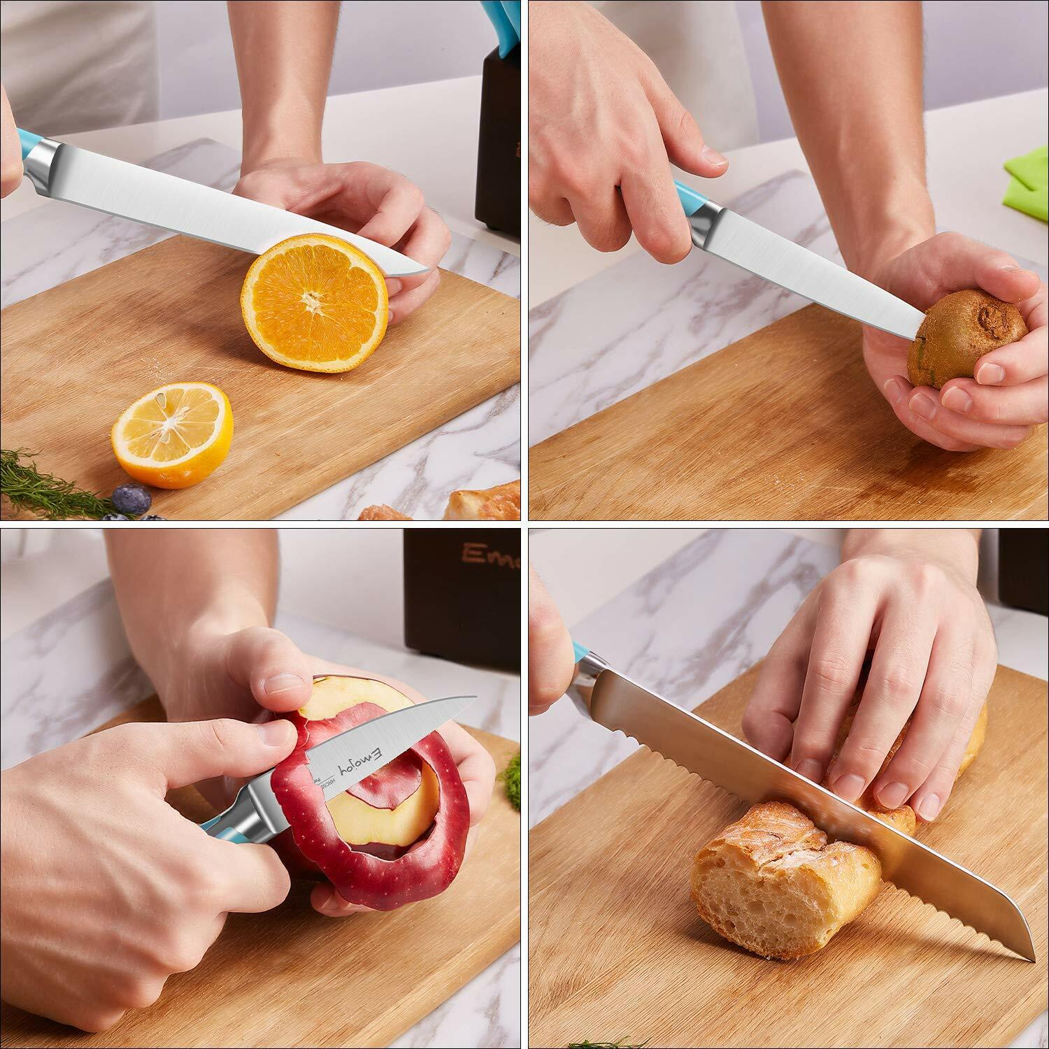 Knife Set, 15-Piece Kitchen Knife Set with Block Wooden German Stainless Steel - Fresh Stock Dated February 2026