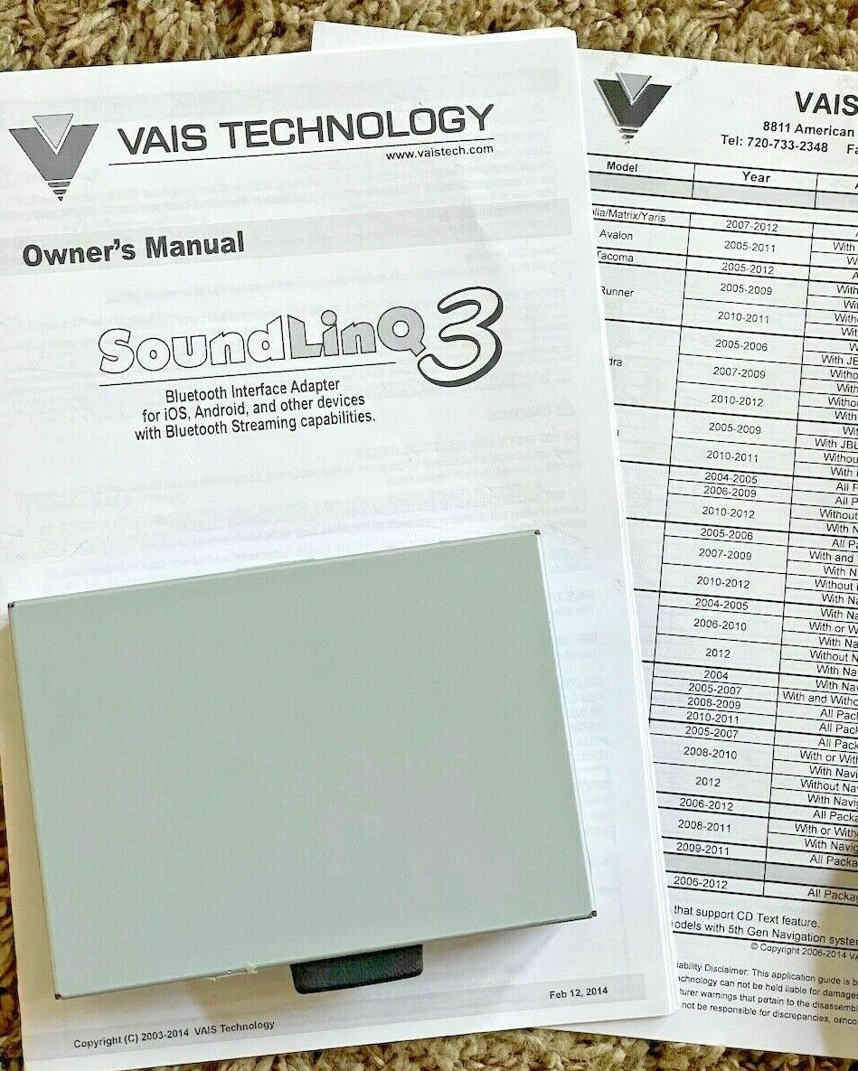 VAIS Technology SL3B-L Bluetooth Factory Radio Adapter, 2001-2009 Lexus - Fresh Stock Dated February 2026