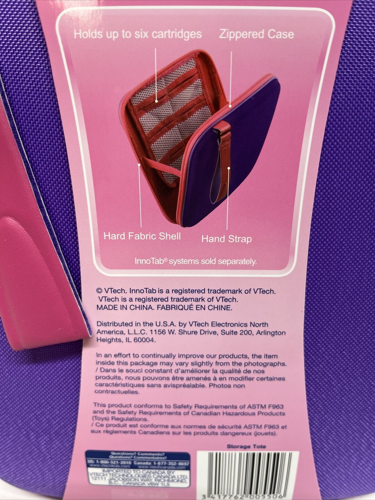 Vtech Innotab Storage Tote, Pink & Purple - Holds up to 6 cartridges - Fresh Stock Dated February 2026