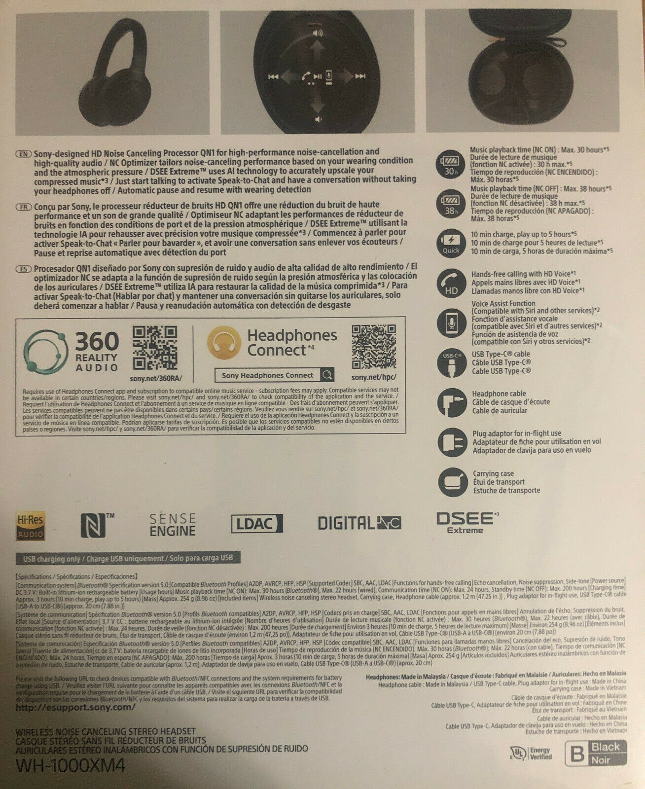 Sony WH-1000XM4 Wireless Industry Leading Noise Canceling Overhead, Black - Fresh Stock Dated December 2025