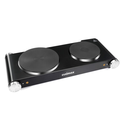 Portable Electric Dual 2 Burner Hot Plate Stove Top Cook Warmer Stainless Steel - Fresh Stock Dated December 2025