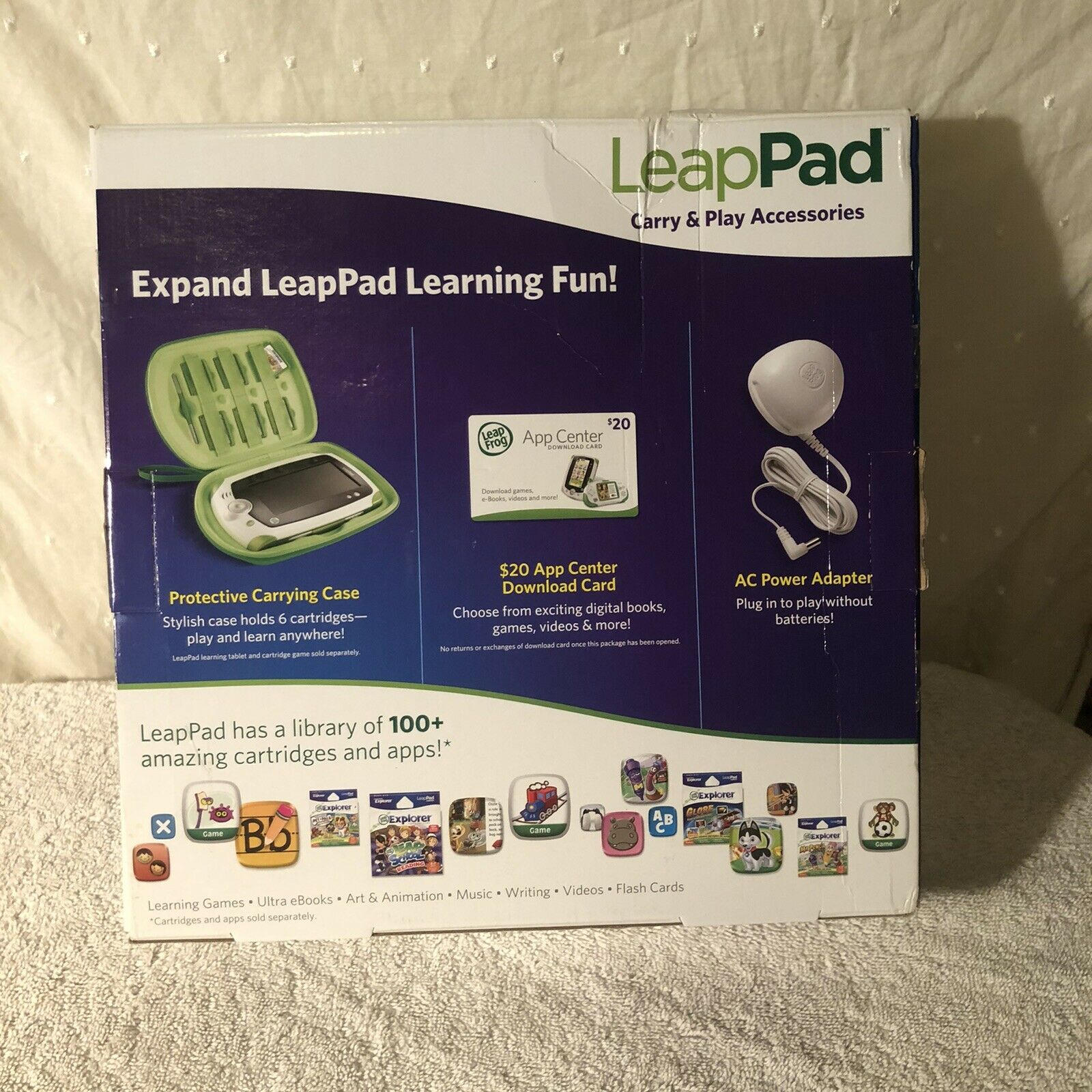 LeapPad Carry PURPLE & Play Accessories Case, Adapter,  App Card New in Box - Fresh Stock Dated February 2026