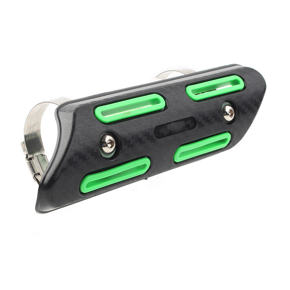Universal Motorcycle Exhaust Muffler Pipe Heat Shield Cover Heel Guard Green - Fresh Stock Dated February 2026