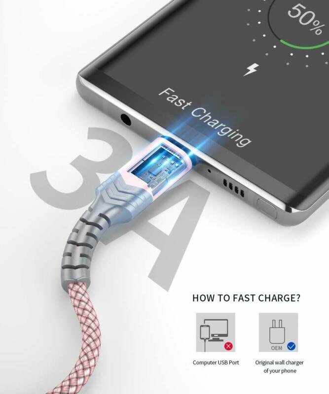 USB Type C Cable 3A Fast Charging [2-Pack 6.6ft], JSAUX 6.6ft, Rose Gold - Fresh Stock Dated February 2026