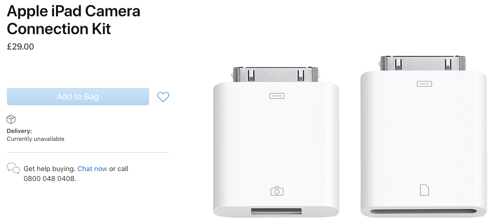 NEW Apple iPad Camera Connection MC531ZM/A A1362 A1358 + MC552ZM/B 30-pin A1368 - Fresh Stock Dated February 2026