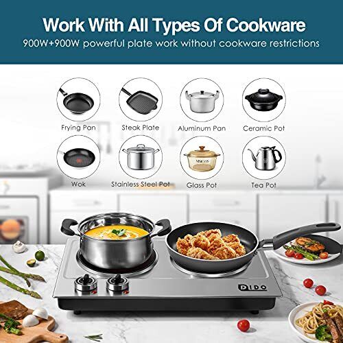 DIDO 1800W Ceramic Electric Hot Plate for Cooking, Dual 7.1