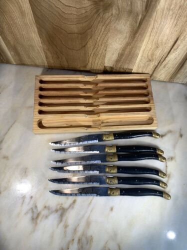 Vintage Sabatier France Laguiole “The Bee” Set 6 Stainless Steak Knives - Fresh Stock Dated December 2025