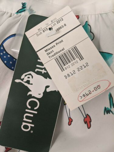 Vintage Women's A Line Swing Skirt Button Front Golf Print Size 10 - Fresh Stock Dated February 2026