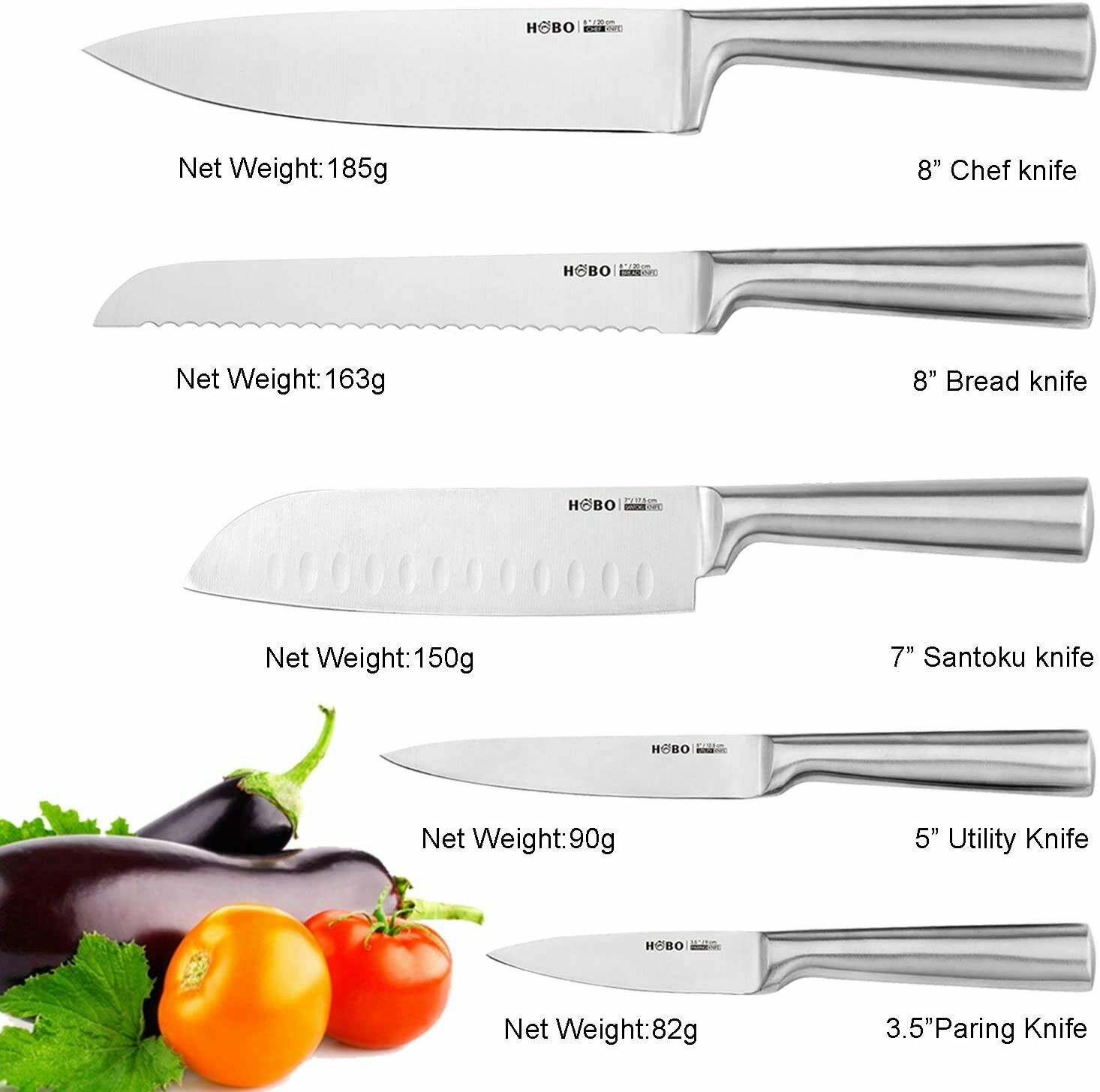 5Pcs kitchen knife set Professional Stainless Steel Cutlery Kitchen Chef Knife - Fresh Stock Dated December 2025