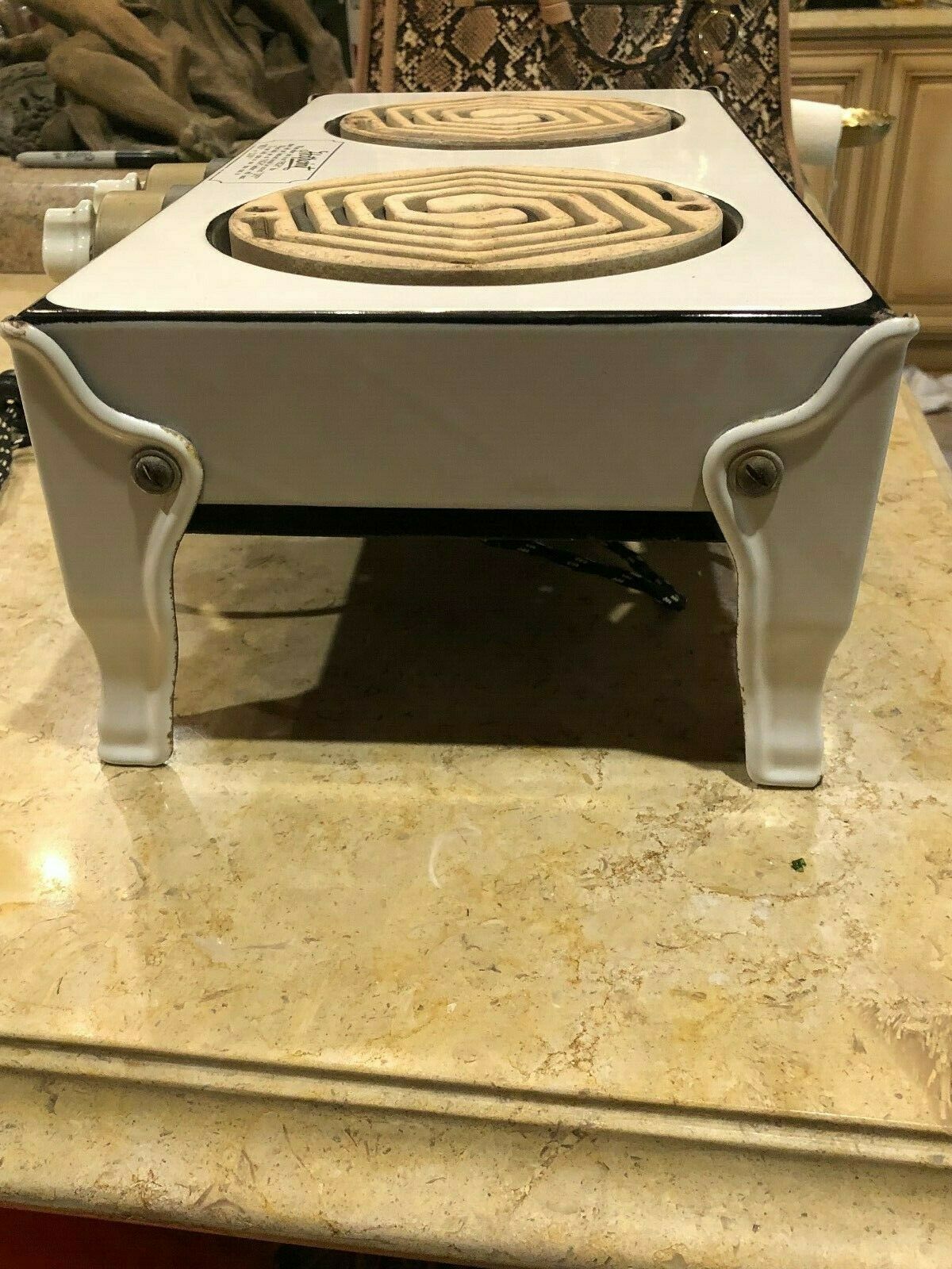 Rare Antique 1930's Hotpoint Enamel 2 Burner Stove - Fresh Stock Dated December 2025