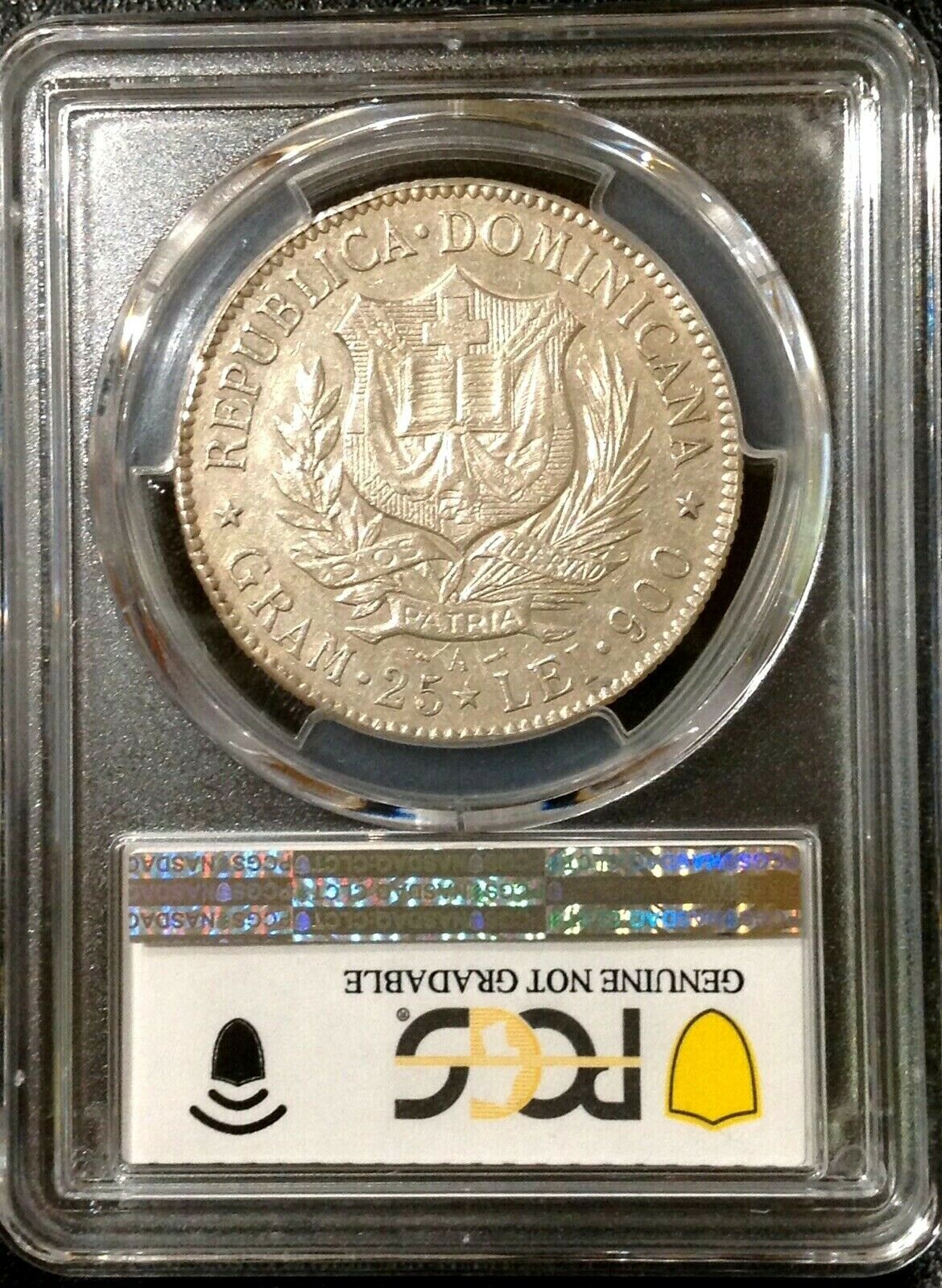 DOMINICAN REPUBLIC 5 Francos 1891-A Genuine AU Detail Silver KM-12 - Fresh Stock Dated December 2025
